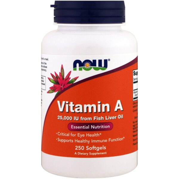NOW Foods Vitamin A 25000IU 100 kapslit.