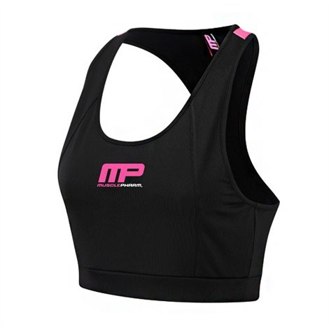 MP Sports Wear Ladies Crop Top Logo - Black/Pink