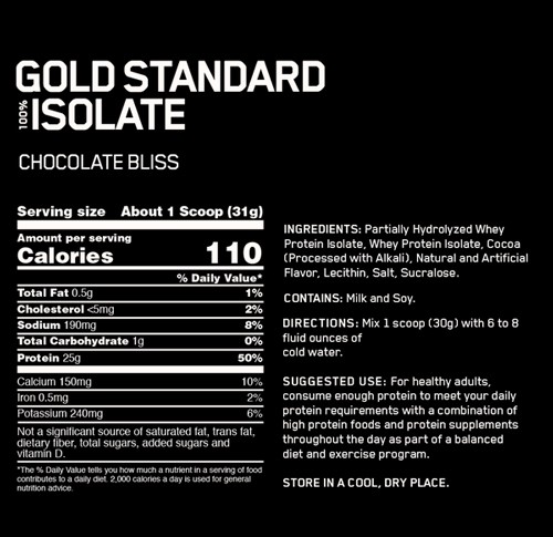 Optimum Nutrition Gold Standard 100% Isolate - 930g