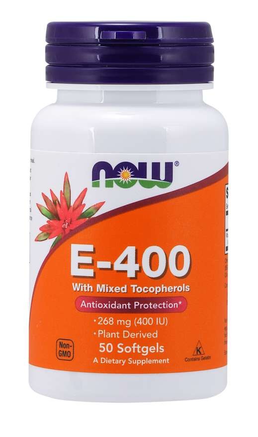 NOW Foods Vitamin E-400 Mixed Tocoferols - 50 kapslit.