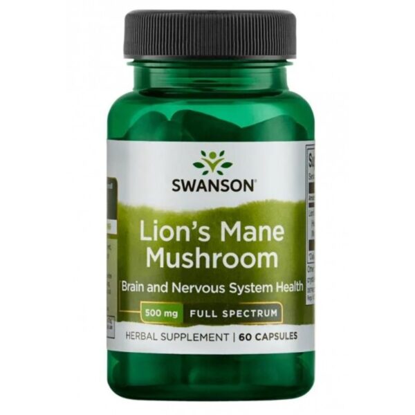 Swanson Lion's Mane Mushroom - 500mg - 60 kapslit.