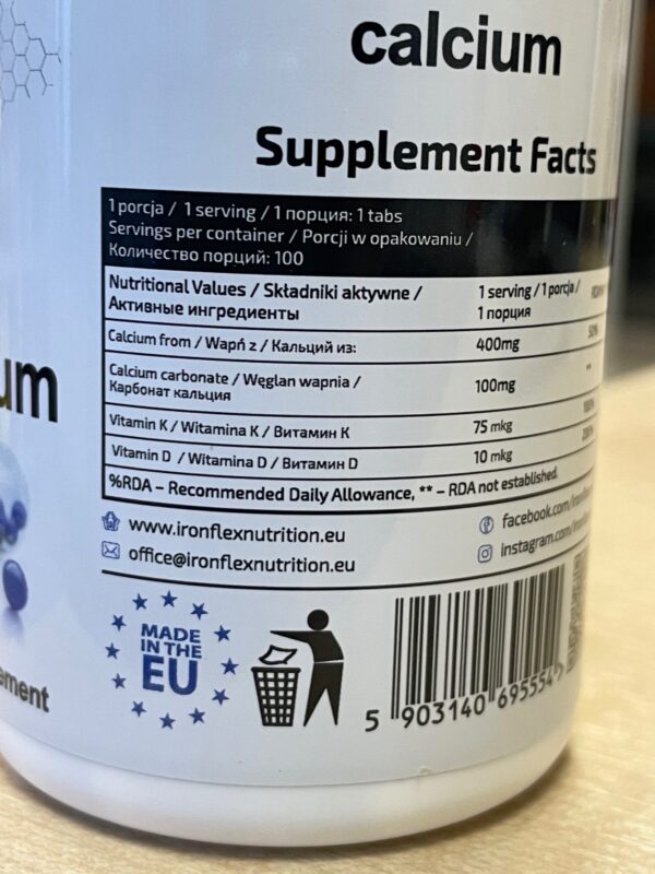 Ironflex Vitamin D3+K2 Calcium - 100 kapslit.